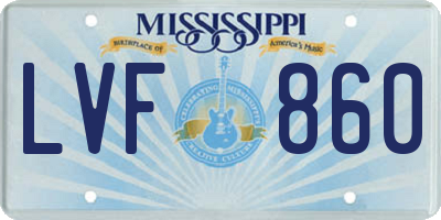 MS license plate LVF860