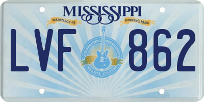 MS license plate LVF862