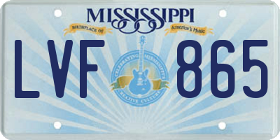 MS license plate LVF865