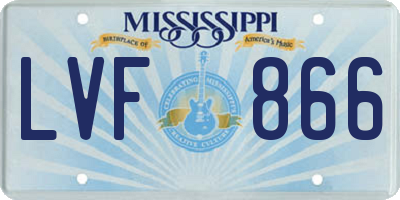 MS license plate LVF866