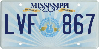MS license plate LVF867