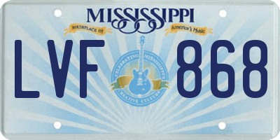 MS license plate LVF868