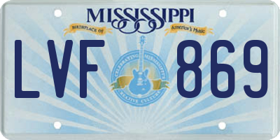 MS license plate LVF869