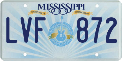 MS license plate LVF872