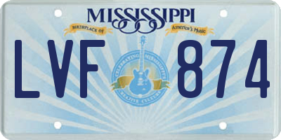 MS license plate LVF874