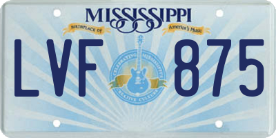 MS license plate LVF875