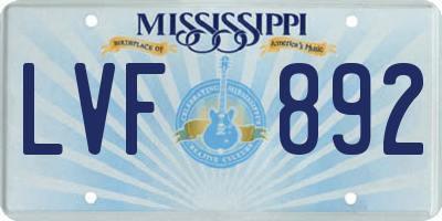 MS license plate LVF892