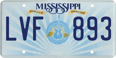 MS license plate LVF893