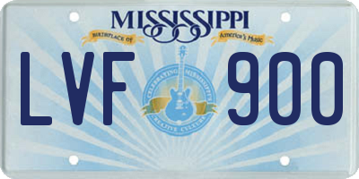 MS license plate LVF900
