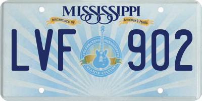 MS license plate LVF902