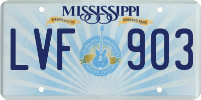 MS license plate LVF903