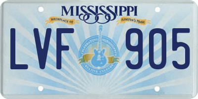 MS license plate LVF905