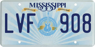 MS license plate LVF908