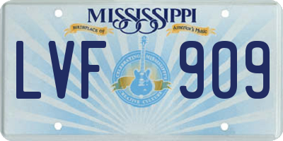 MS license plate LVF909