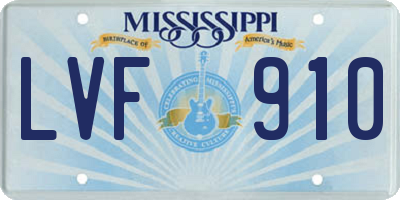 MS license plate LVF910