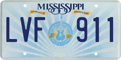 MS license plate LVF911