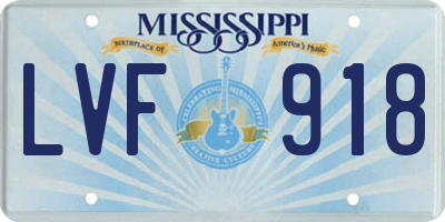 MS license plate LVF918