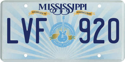 MS license plate LVF920