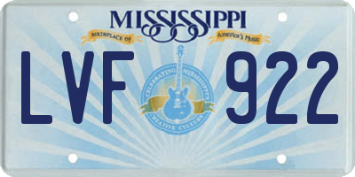 MS license plate LVF922