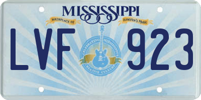 MS license plate LVF923