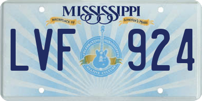 MS license plate LVF924