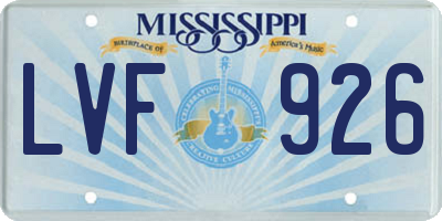 MS license plate LVF926