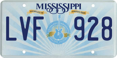 MS license plate LVF928