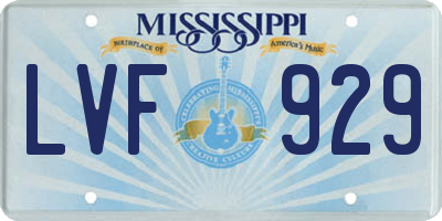 MS license plate LVF929