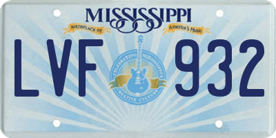 MS license plate LVF932