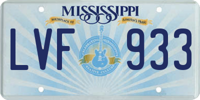 MS license plate LVF933