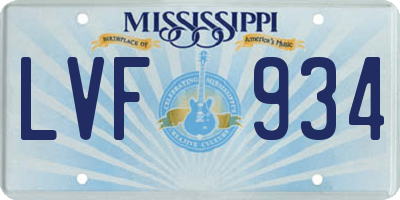 MS license plate LVF934