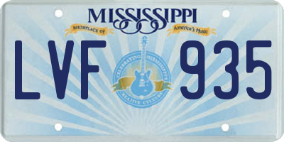 MS license plate LVF935