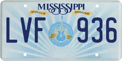 MS license plate LVF936