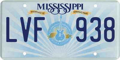 MS license plate LVF938
