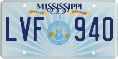 MS license plate LVF940