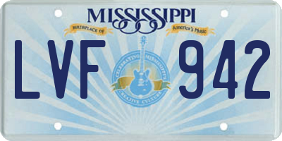 MS license plate LVF942