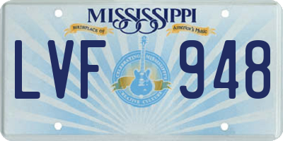 MS license plate LVF948
