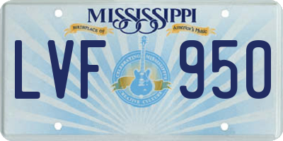 MS license plate LVF950