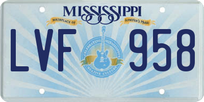MS license plate LVF958