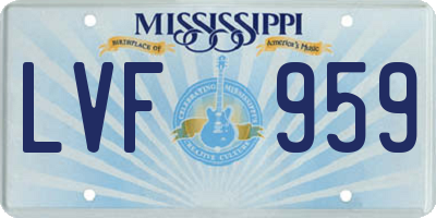 MS license plate LVF959