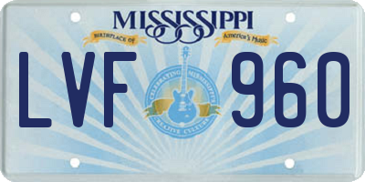 MS license plate LVF960