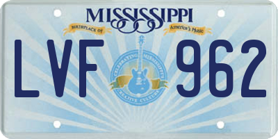 MS license plate LVF962