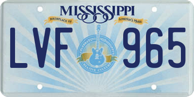 MS license plate LVF965