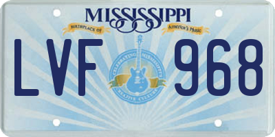 MS license plate LVF968