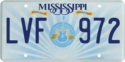 MS license plate LVF972