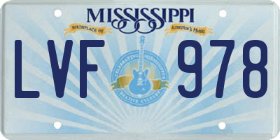 MS license plate LVF978
