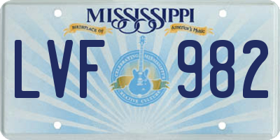 MS license plate LVF982