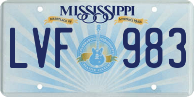 MS license plate LVF983