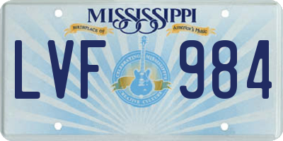 MS license plate LVF984