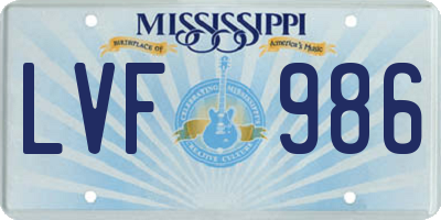 MS license plate LVF986